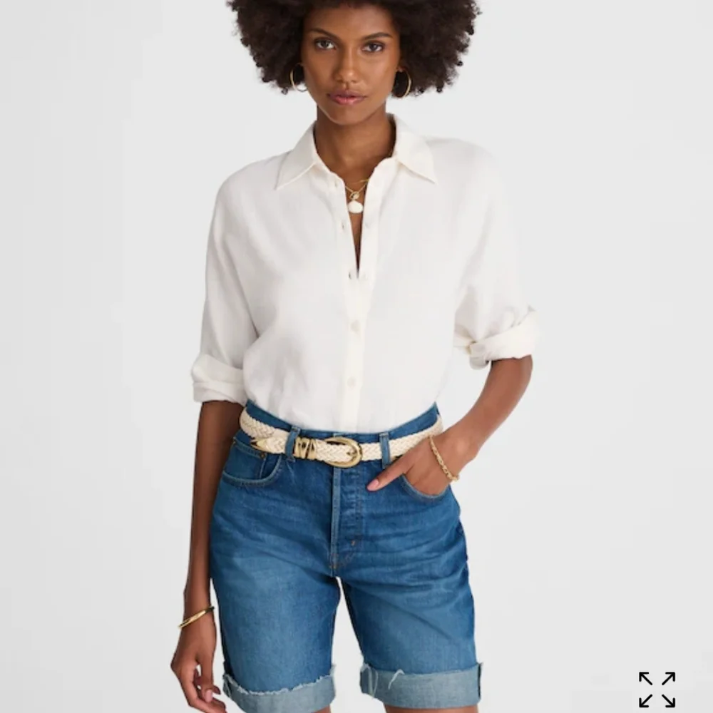 Madewell Women's Long Baggy Cuffed Jean Shorts in Mifflin Wash Sz 30